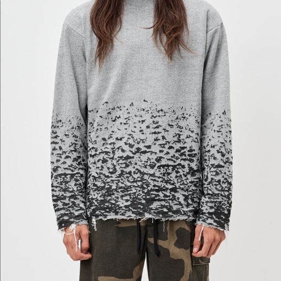 John Elliott Burn Out Mock Neck Sweatshirt - Grey - Picture 2 of 7